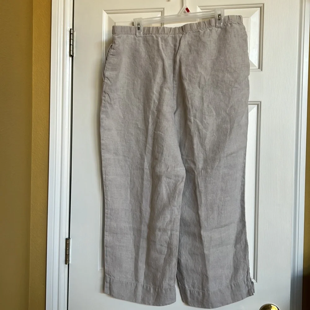 J. Jill Linen Blend Wide-Leg Pants in Light Taupe - Picture 2 of 10